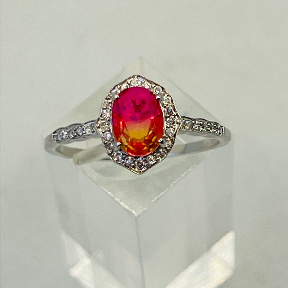 RETRO RING BOMB PARTY RING OVAL PASSIONFRUIT OMBRÉ CRYSTAL RBP2148 SIZE 10